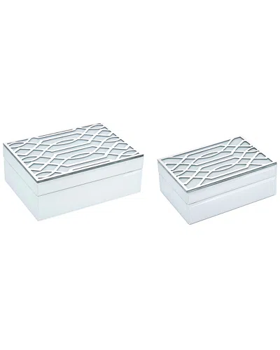 SAGEBROOK HOME SAGEBROOK HOME SET OF 2 WHITE & SILVER BOXES