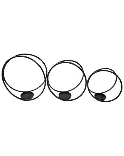 Sagebrook Home Set Of 3 Candle Holders In Black