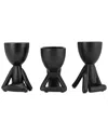 Sagebrook Home Set Of 3 Ceramic Sitting Humans Figures In Black