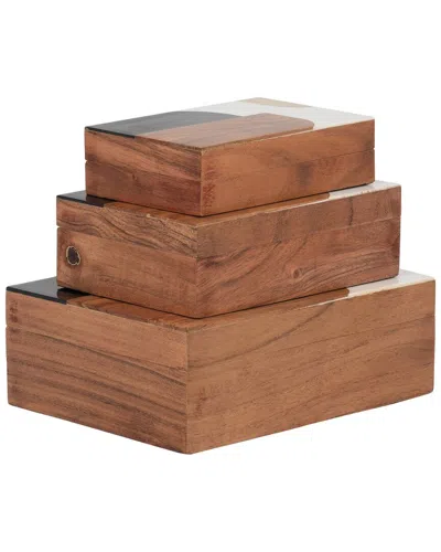 Sagebrook Home Set Of 3 Mid-century Boxes In Multicolor