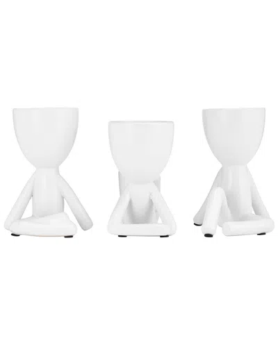 Sagebrook Home Set Of 3 Sitting Humans Figures In White