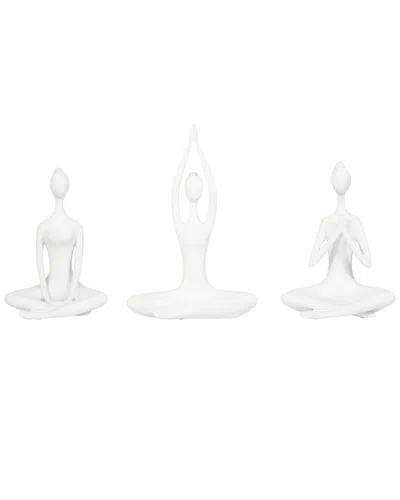 Sagebrook Home Set Of 3 Yoga Ladies Figurines In White