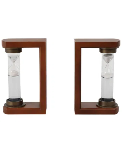 Sagebrook Home Set Of Two 10in Levine Hourglass Bookends In Brown