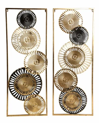 Sagebrook Home Set Of Two 32in Pierced Disc Metal Wall Panels In Gold