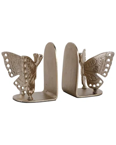 Sagebrook Home Set Of Two 6in Butterfly Bookends In Gold