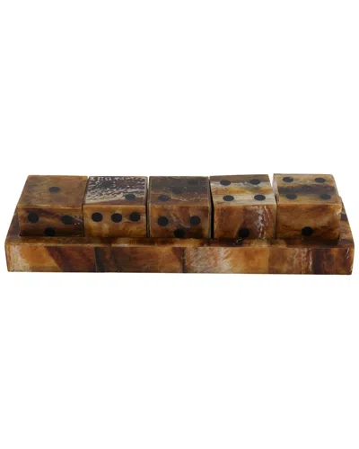 Sagebrook Home Tortoise Resin Dice Set In Brown