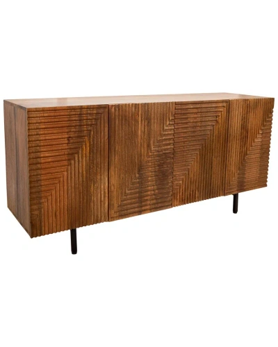 Sagebrook Home Wood 4-door Fluteboard Cabinet In Brown