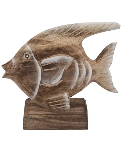 Sagebrook Home Wood 8in Angel Fish Figure In Brown