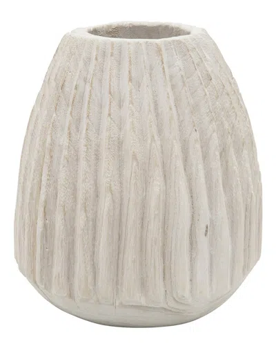 Sagebrook Home Wood 8in Ridged Vase In Neutral