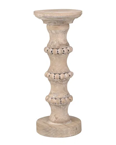 Sagebrook Home Wooden Banded Bead Candleholder In Brown