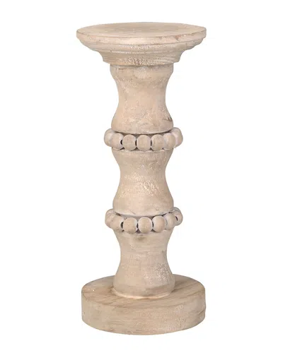 Sagebrook Home Wooden Banded Bead Candleholder In Brown