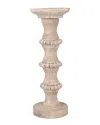 Sagebrook Home Wooden Banded Bead Candleholder In Ivory