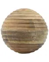 Sagebrook Home Wooden Orb With Ridges In Brown