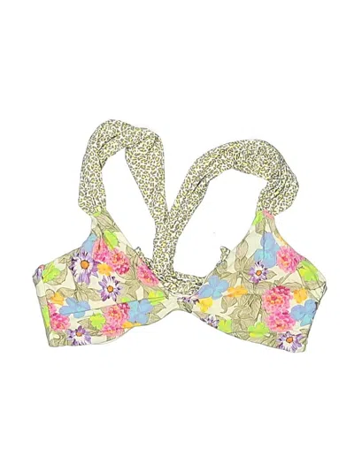 Pre-owned Saha Swimsuit Top Yellow Floral Pattern Swimwear