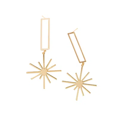 Saharas Essentials Women's Gold Plated Star Statement Drop Earrings