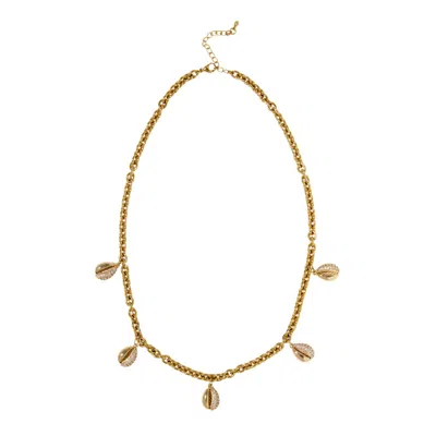 Saharas Essentials Women's Pave Cowrie Shell Necklace Gold