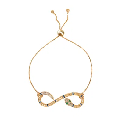 Saharas Essentials Women's Sepentine Adjustable Gold Plated Charm Bracelet