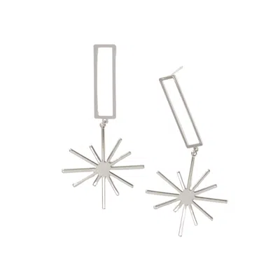 Saharas Essentials Women's Silver White Gold Star Statement Drop Earrings In Metallic