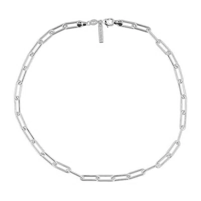 Sahira Carrie Paper Clip Necklace In Silver