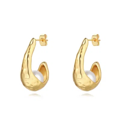 Sahira Jewelry Design Women's Alani Pearl Hoop Earrings In 18k Gold Plated