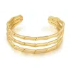 Sahira Jewelry Design Women's Bamboo Layered Cuff Bracelet In 18k Gold Plated In Multi
