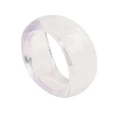 Sahira Jewelry Design Women's Jessie Clear Acrylic Bangle In White In Silver
