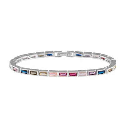 Sahira Jewelry Design Women's Lainey Rainbow Tennis Bracelet In Silver In Pink