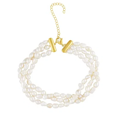 Sahira Jewelry Design Women's Madeline 3-layered Pearl Choker Necklace In White In Silver