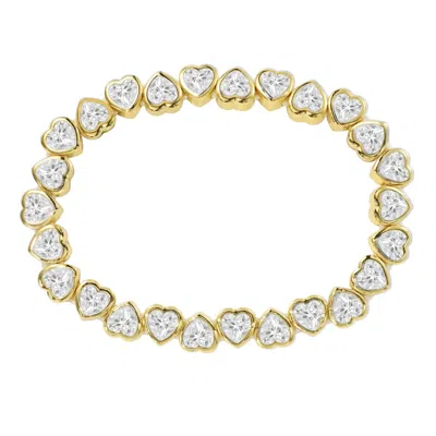 Sahira Jewelry Design Women's Stretchy Bezel Heart Bracelet In Gold In Silver