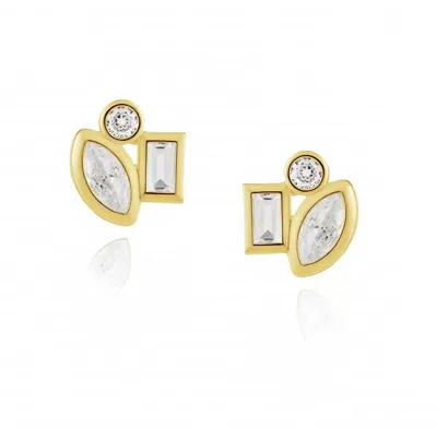 Sahira Women's Amber Studs Earrings In Gold In Silver