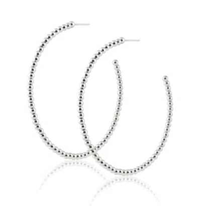 Sahira Women's Chelsea Beaded Hoop Earrings In White Gold In Silver