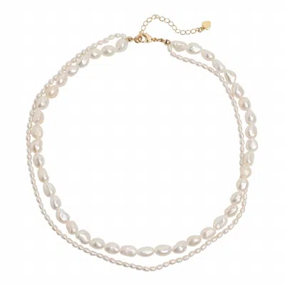 Sahira Women's Double Pearl Necklace In White