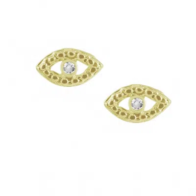 Sahira Women's Evil Eye Studs In Gold In Silver