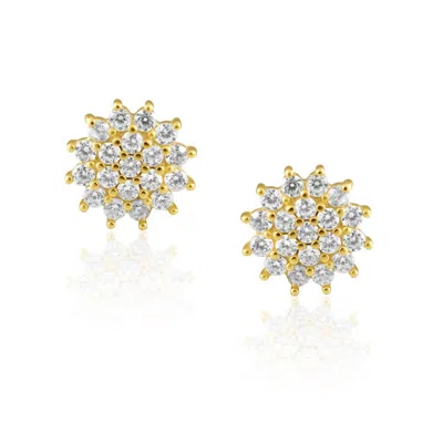 Sahira Women's Flora Studs In Yellow Gold In Silver