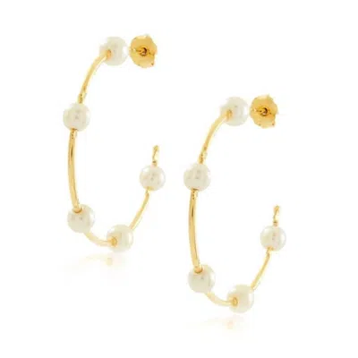 Sahira Women's Molly Pearl Hoops In Sand