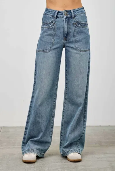 Saige Denim Coralie Western Wide Leg Jeans In Blue In Black