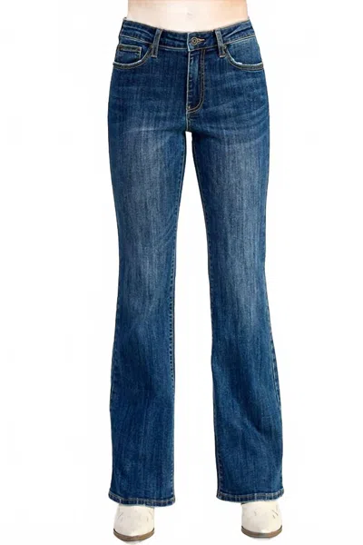 Saige Denim Mid Rise Skinny Bootcut Jeans In Blue