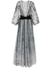 Saiid Kobeisy Abstract-print Belted Gown In Grey