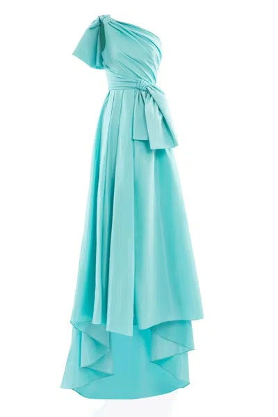 Saiid Kobeisy Aqua Sky Taffeta Evening Dress In Blue