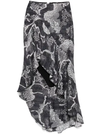 Saiid Kobeisy Tweed Asymmetrical Skirt In Grey