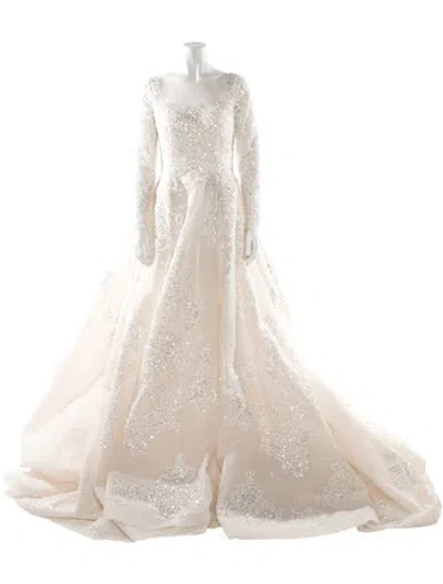 Pre-owned Saiid Kobeisy Bateau Neckline Long Dress W/ Tags In Neutral