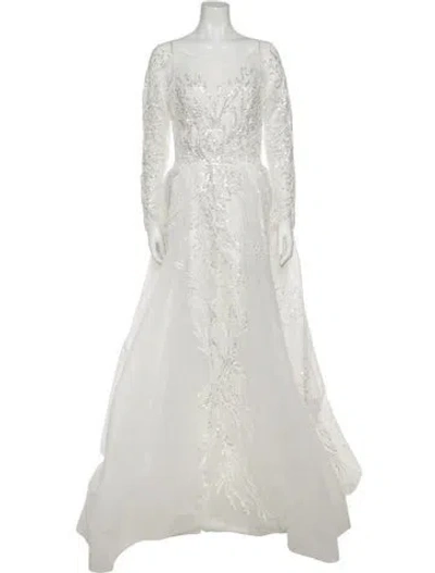 Pre-owned Saiid Kobeisy Bateau Neckline Long Dress W/ Tags In White