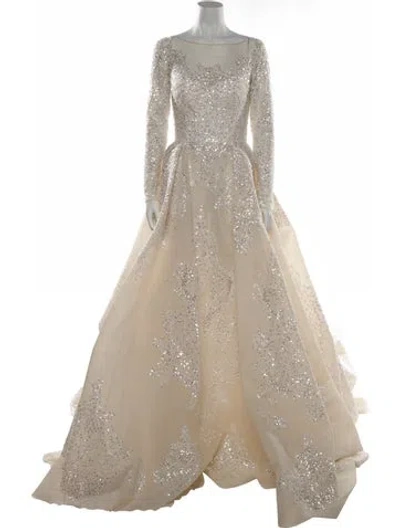 Pre-owned Saiid Kobeisy Bateau Neckline Long Dress W/ Tags In White