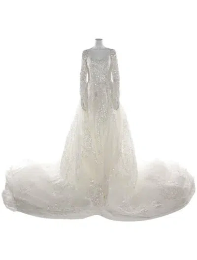Pre-owned Saiid Kobeisy Bateau Neckline Long Dress W/ Tags In White