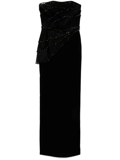 Saiid Kobeisy Bead-embellished Crepe Dress In Black