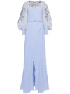 Saiid Kobeisy Bead-embellished Crepe Gown In Blue