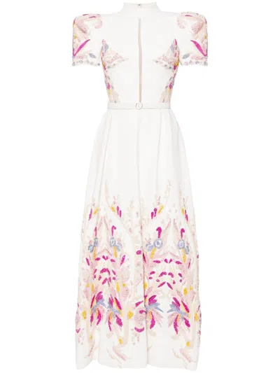 Saiid Kobeisy Crepe Dress With Abstract Beading In Pink