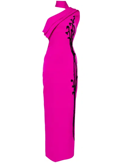 Saiid Kobeisy Bead-embellished One-shoulder Gown In Pink