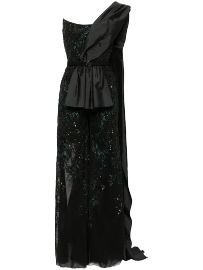Saiid Kobeisy Bead-embellished Tulle Jumpsuit In Black