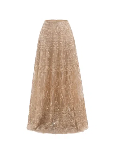 Saiid Kobeisy Beaded A-line Maxi Skirt In Gold